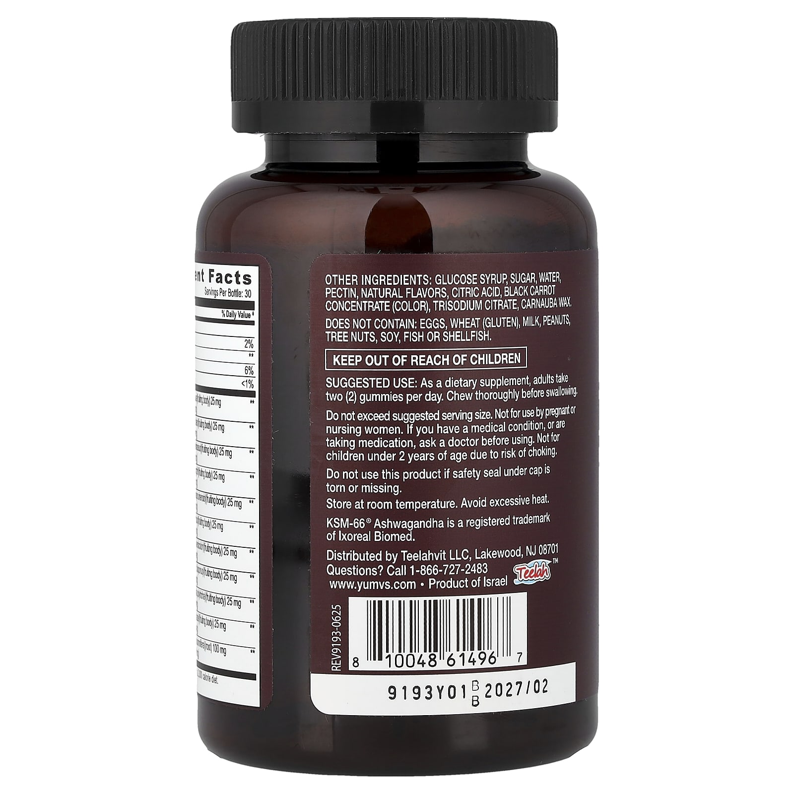 YumVs, Strong Earth™ Gummies, Mushroom & KSM-66® Ashwagandha, 60 Gummies - Image 3