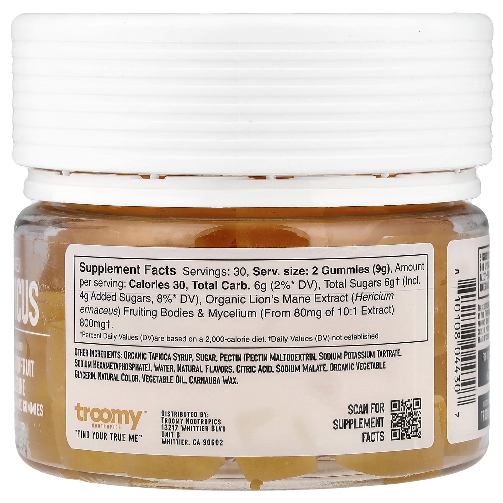 Troomy Nootropics, Focus, Functional Mushrooms Gummies, Passionfruit Tangerine, 60 Gummies - Image 2