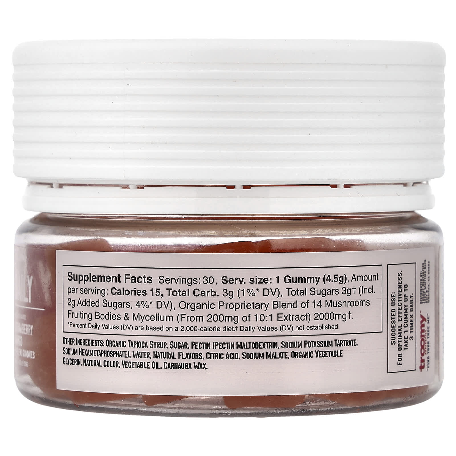 Troomy Nootropics, Daily, Functional Mushrooms Gummies, Strawberry Mango, 30 Gummies - Image 2