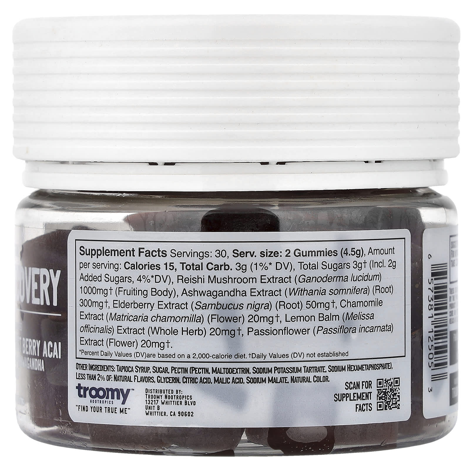 Troomy Nootropics, Recovery, Functional Mushrooms Gummies, Harvest Berry Acai, 60 Gummies - Image 2