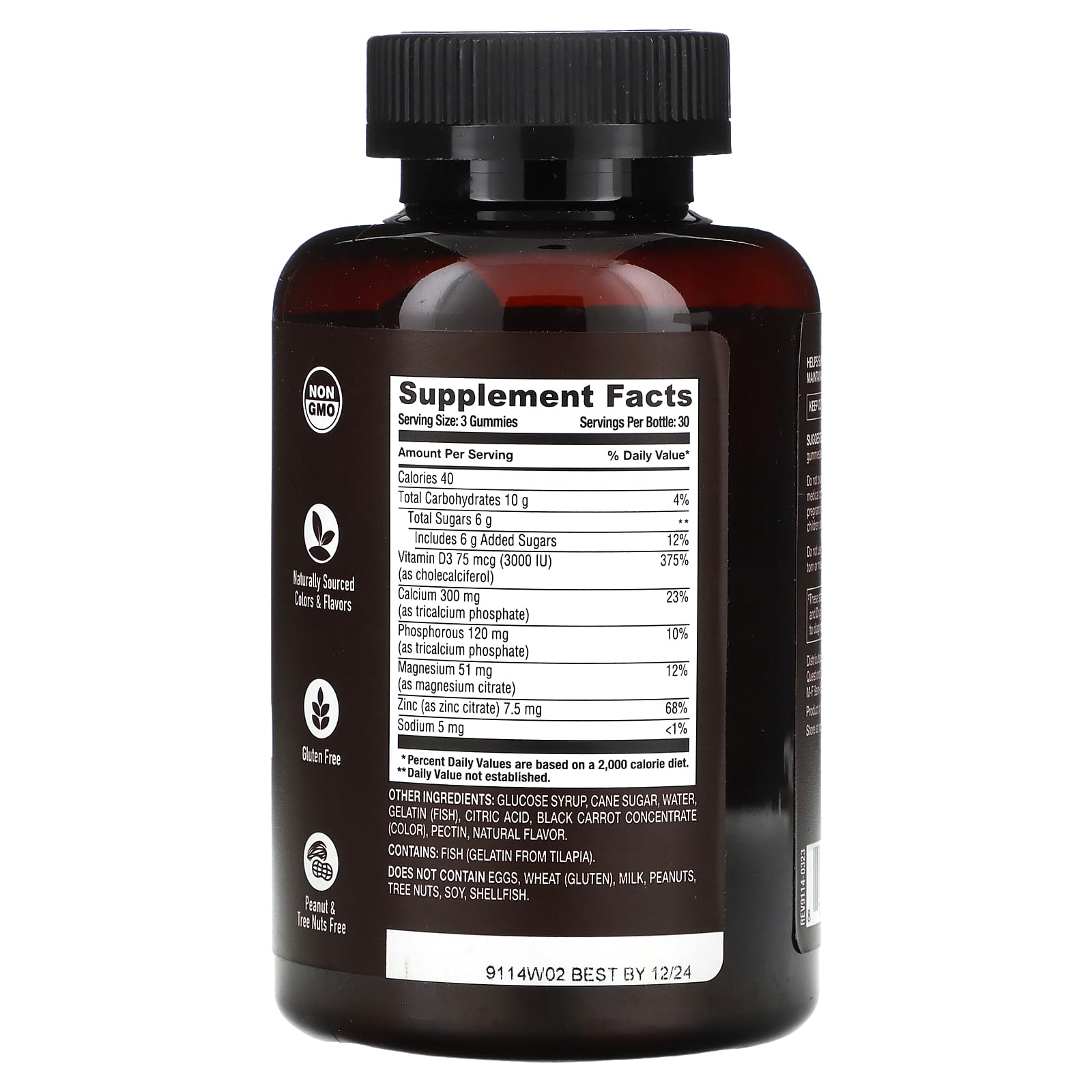 YumVs, Strong Earth™ Gummies, Calcium, Magnesium & Zinc + Vitamin D, Raspberry, 90 Gummies - Image 2