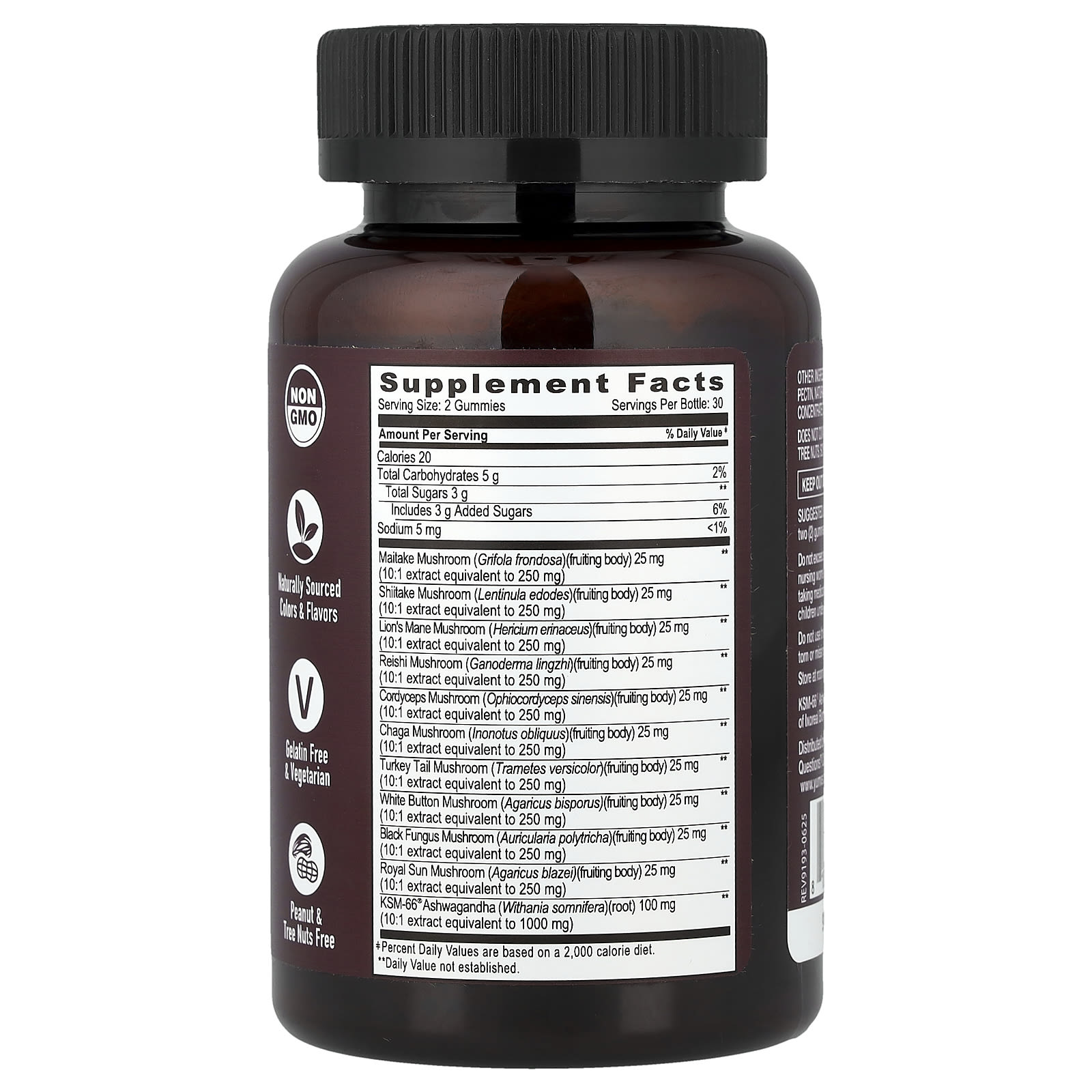 YumVs, Strong Earth™ Gummies, Mushroom & KSM-66® Ashwagandha, 60 Gummies - Image 2
