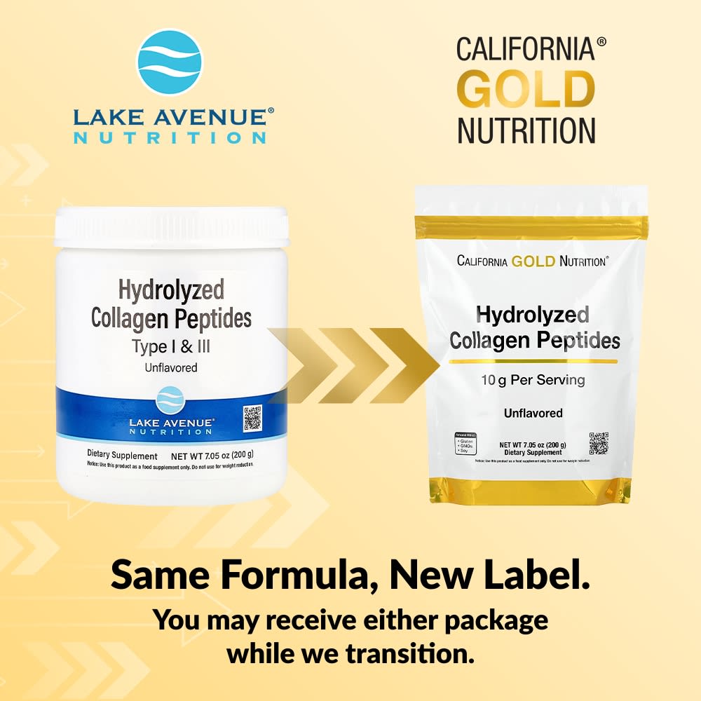 California Gold Nutrition, Hydrolyzed Collagen Peptides, Type I & III, Unflavored, 7.05 oz (200 g) - Image 3