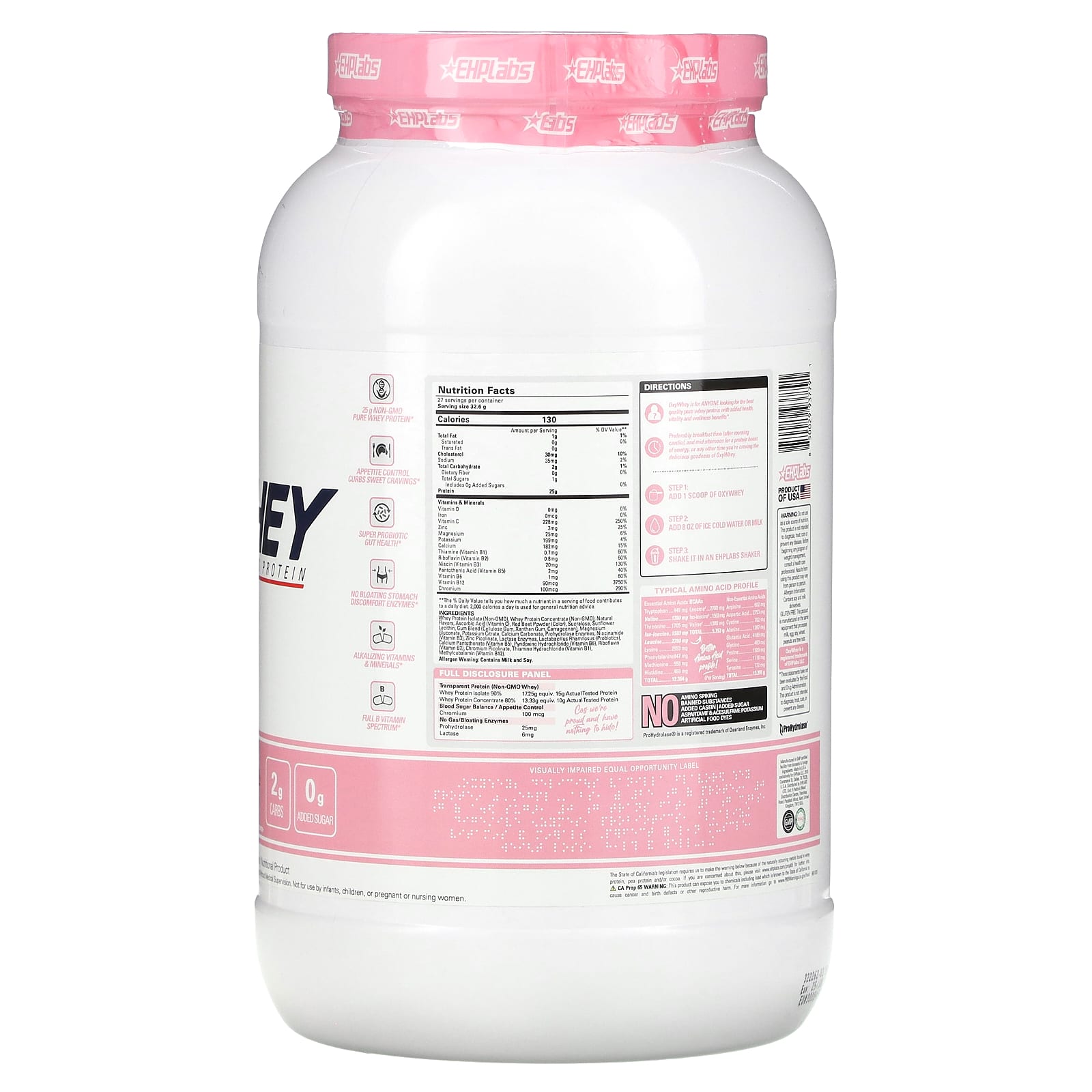 EHPlabs, OxyWhey, Lean Wellness Protein, Strawberry Milkshake, 1.94 lb (880 g) - Image 2
