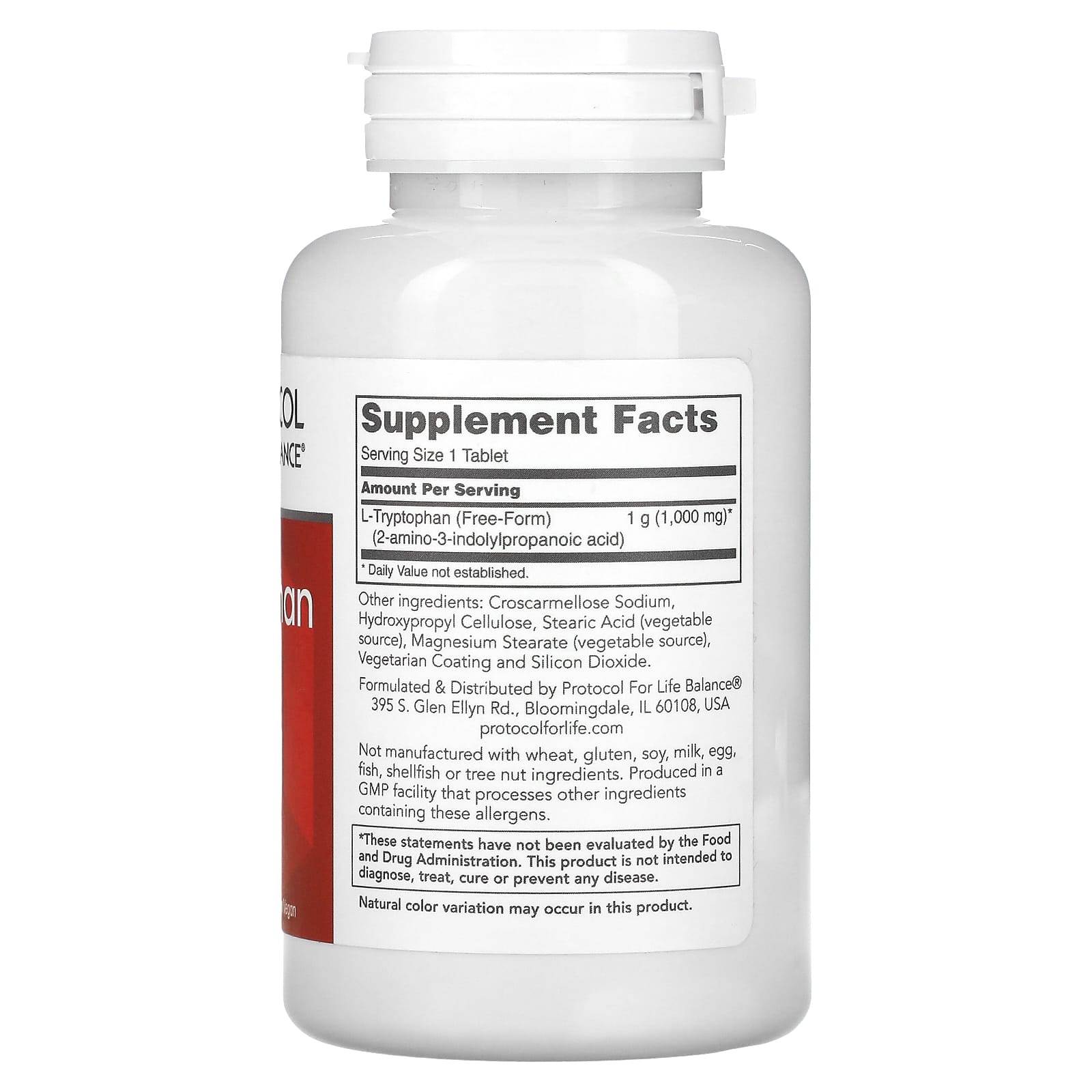 Protocol for Life Balance, L-Tryptophan, 1,000 mg, 60 Tablets - Image 2