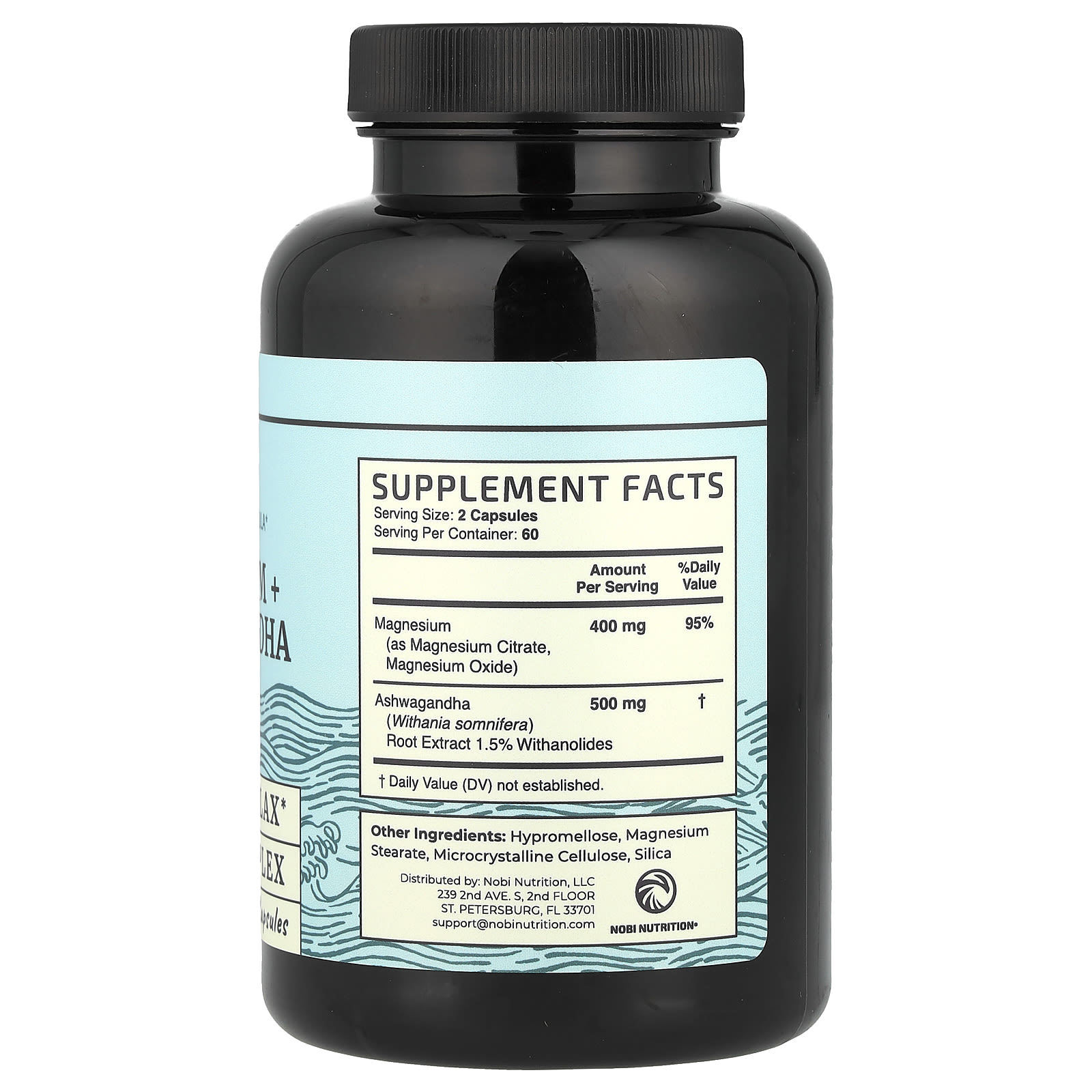 Nobi Nutrition, Magnesium + Ashwagandha, 120 Capsules - Image 2