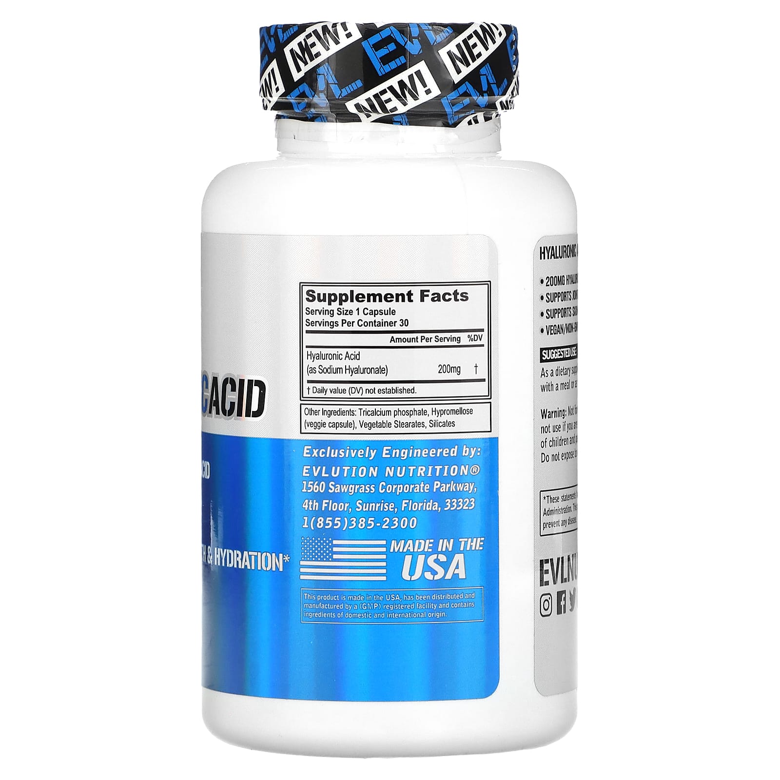 EVLution Nutrition, Hyaluronic Acid, 200 mg, 30 Veggie Capsules - Image 2