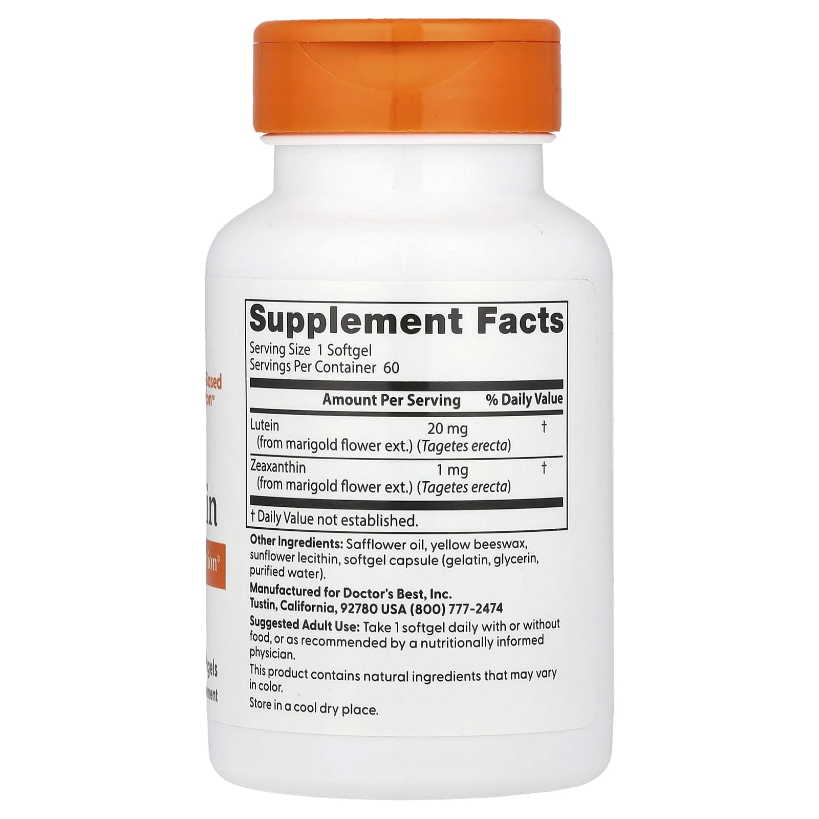 Doctor's Best, Lutein , 20 mg, 60 Softgels - Image 2