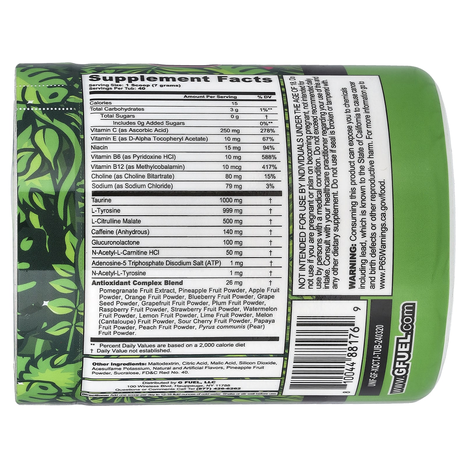 G FUEL, Energy Formula, The Juice, Orange Pineapple Melon, 9.9 oz (280 g) - Image 2