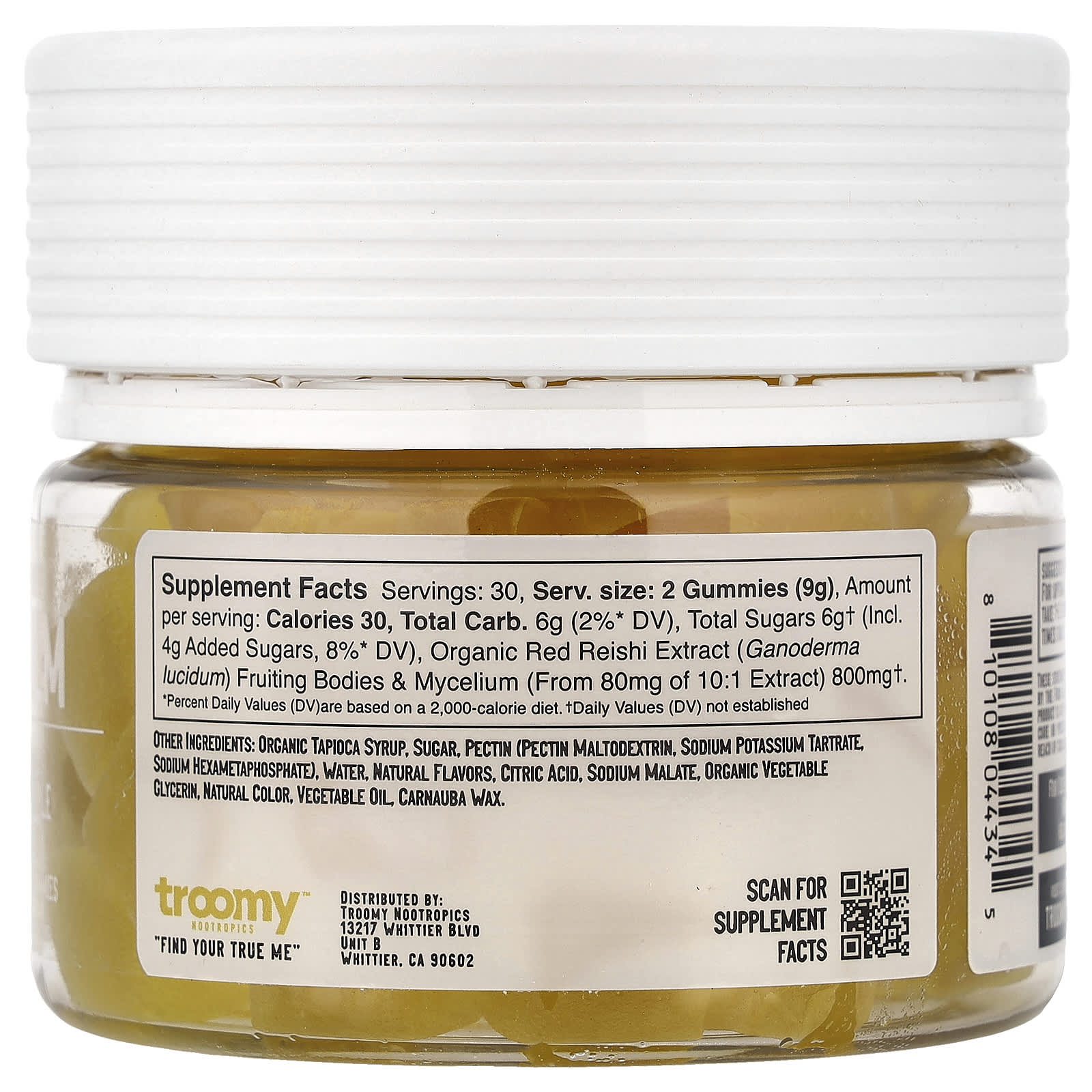 Troomy Nootropics, Calm, Functional Mushrooms Gummies, Pineapple Peach, 60 Gummies - Image 2