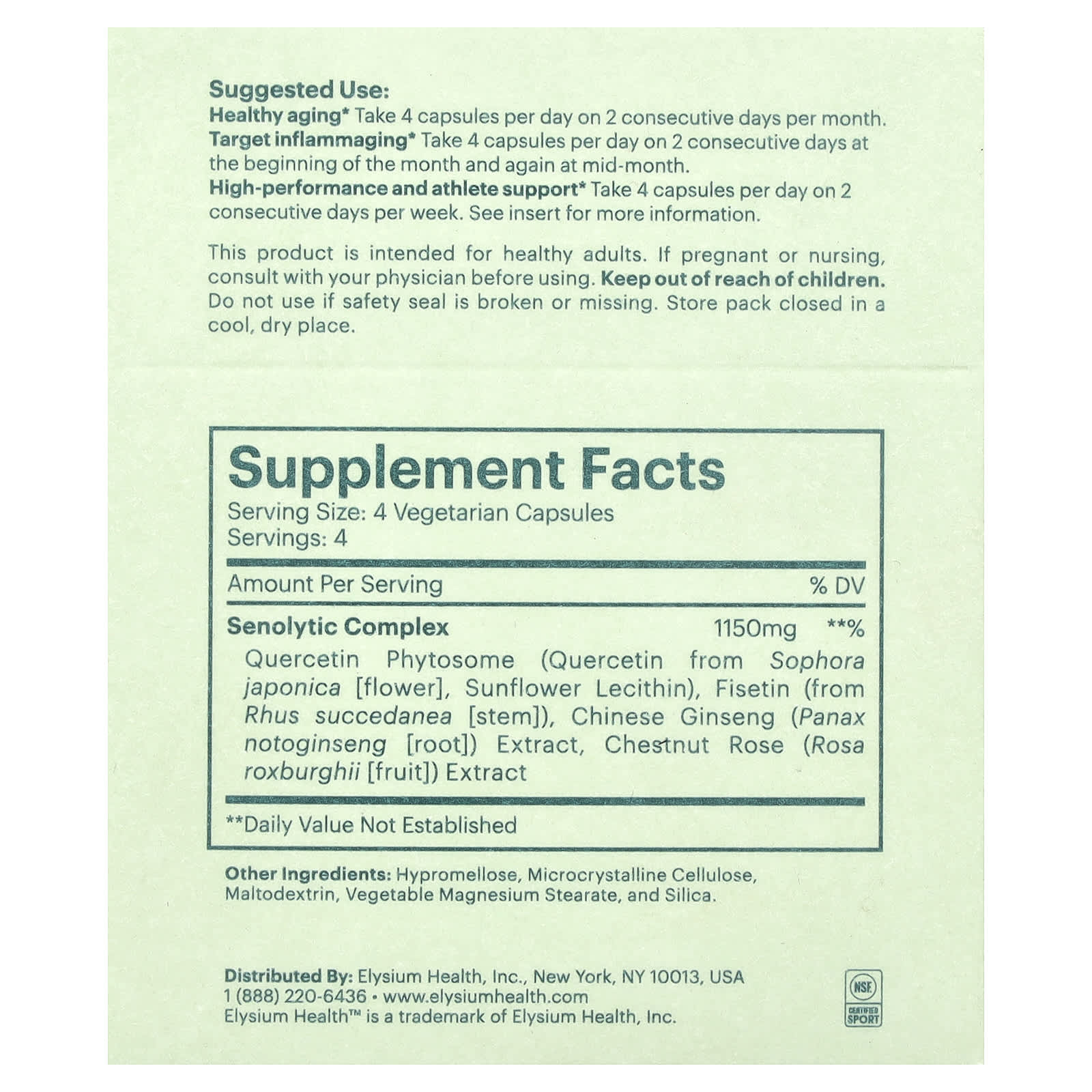 Elysium, Senolytic Complex , 16 Capsules - Image 2