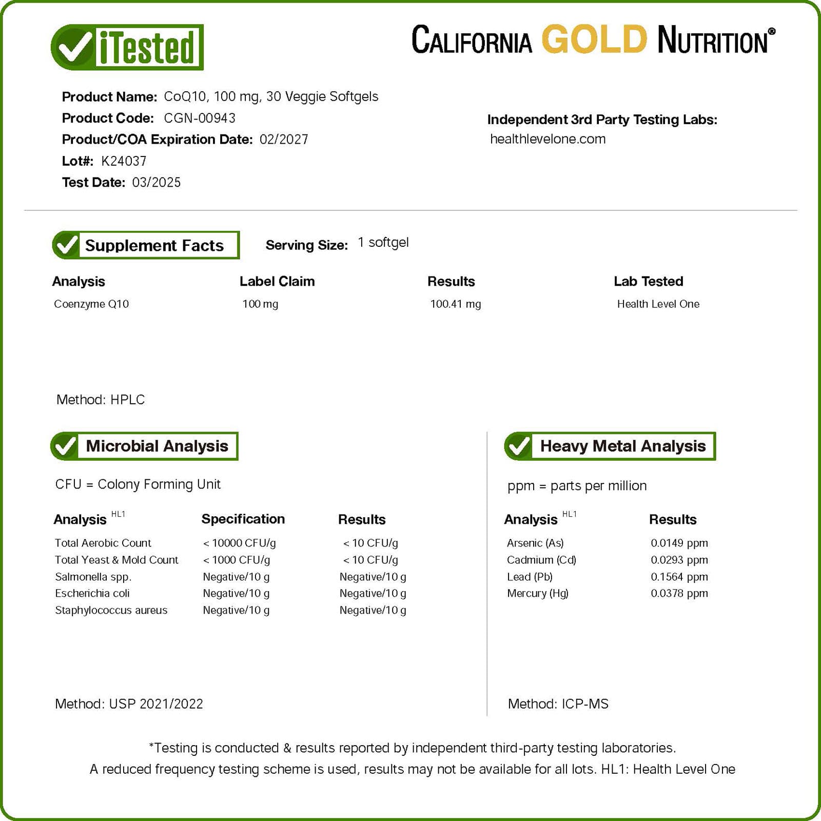 California Gold Nutrition, CoQ10, 100 mg, 30 Veggie Softgels - Image 5