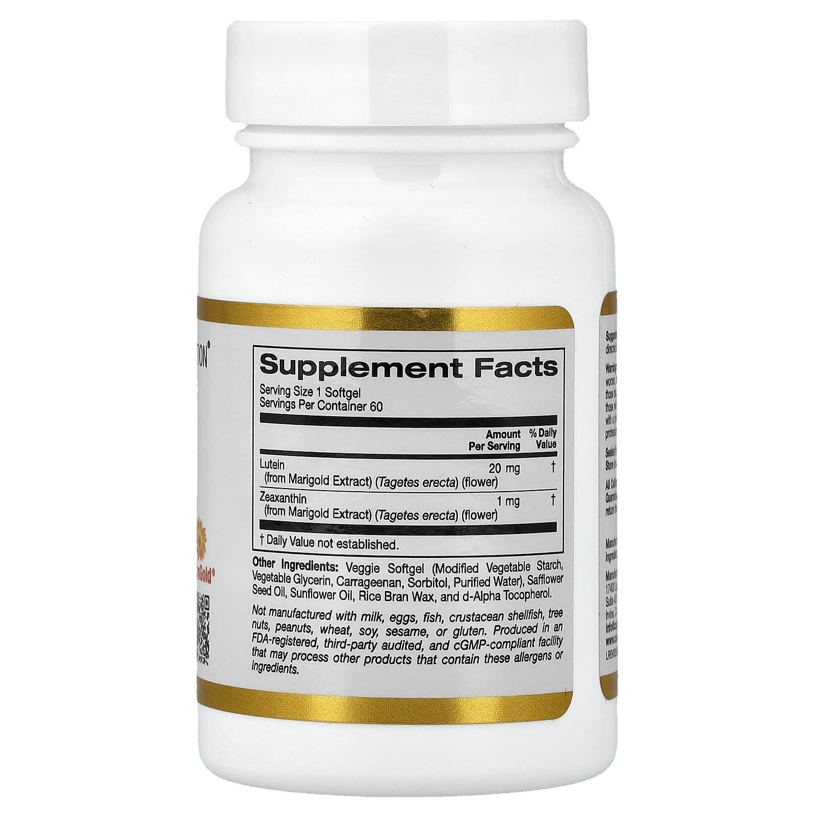 California Gold Nutrition, Lutein with Zeaxanthin from Marigold Extract, 60 Veggie Softgels - Image 2