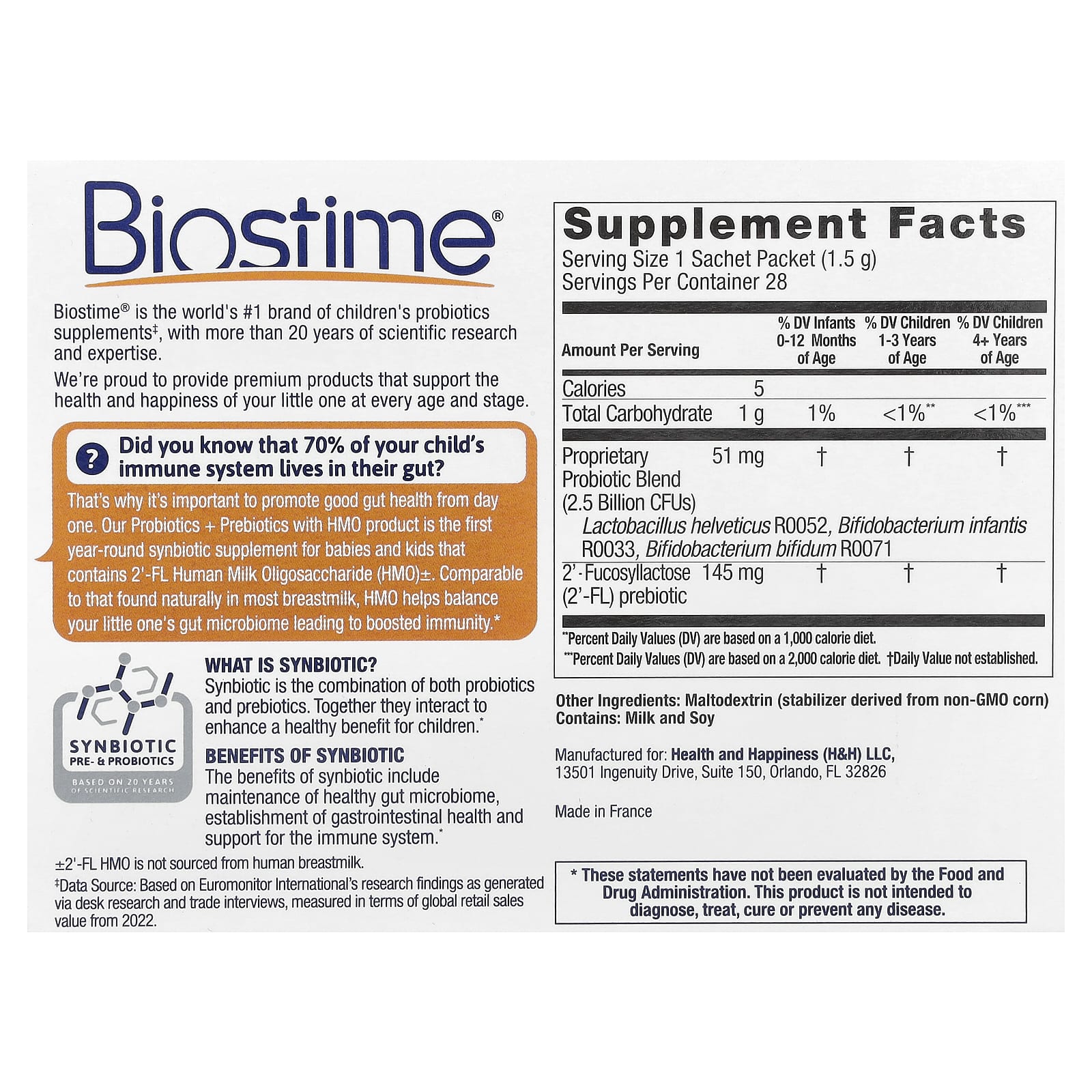 Biostime, Baby & Kids, Daily Probiotics + HMO Prebiotic, 3 Months to 6 Years, Flavorless, 28 Sachet Packets, 0.05 oz (1.5 g) Each - Image 2