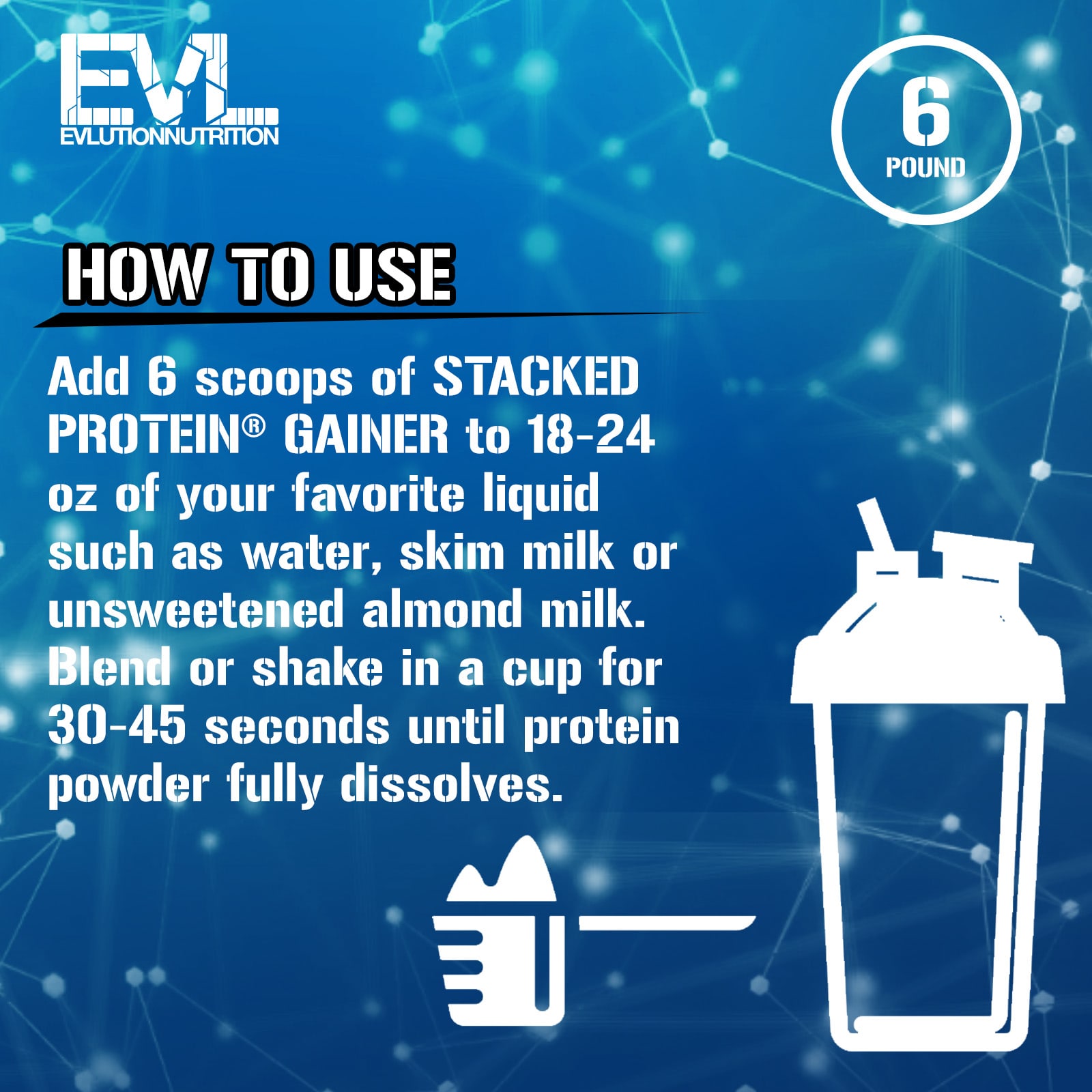 EVLution Nutrition, Stacked Protein Gainer, Double Rich Chocolate, 6 lbs (2.72 kg) - Image 4