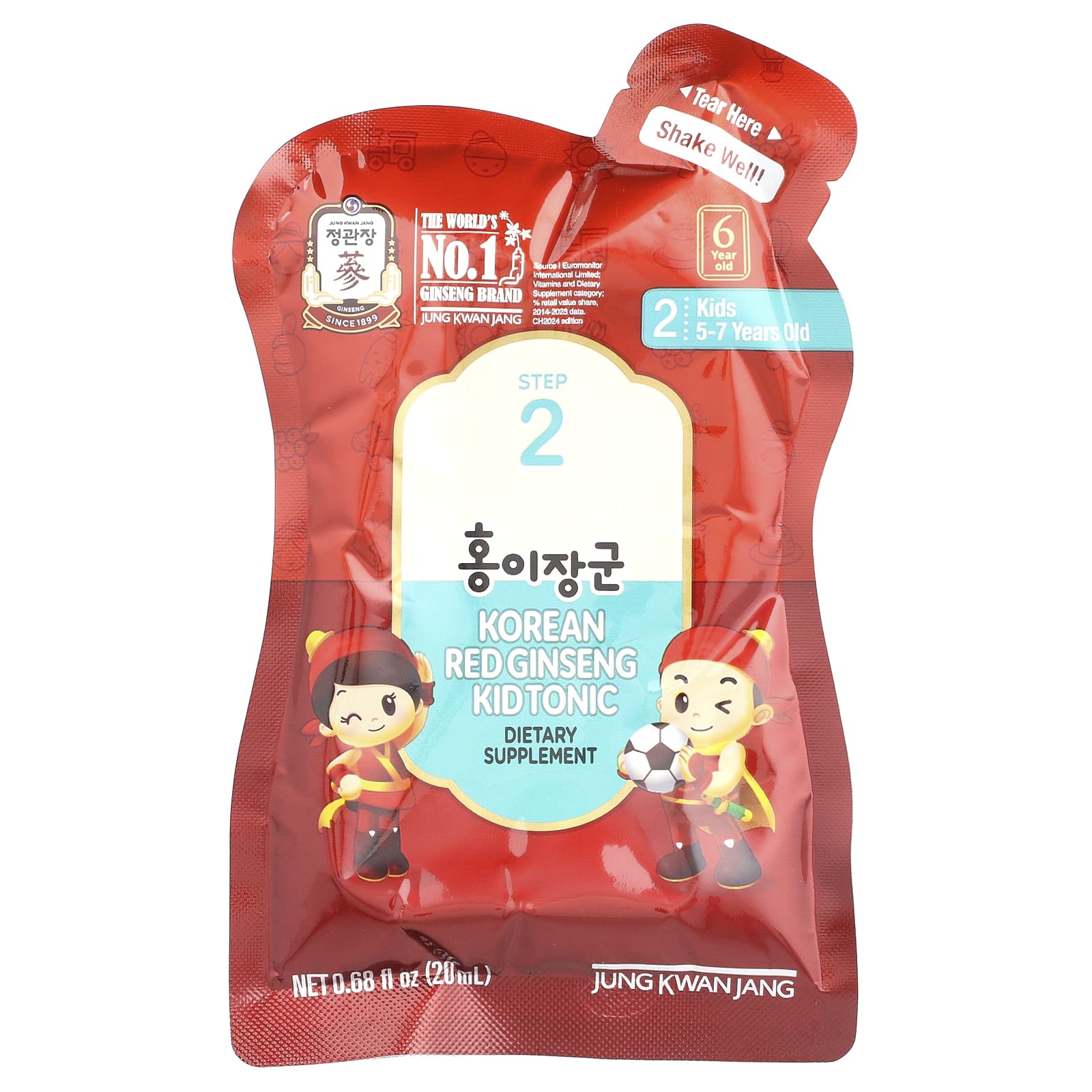 JungKwanJang, Korean Red Ginseng Kid Tonic, Step 2, 5-7 Years Old, 30 Pouches, 0.68 fl oz (20 ml) Each - Image 3