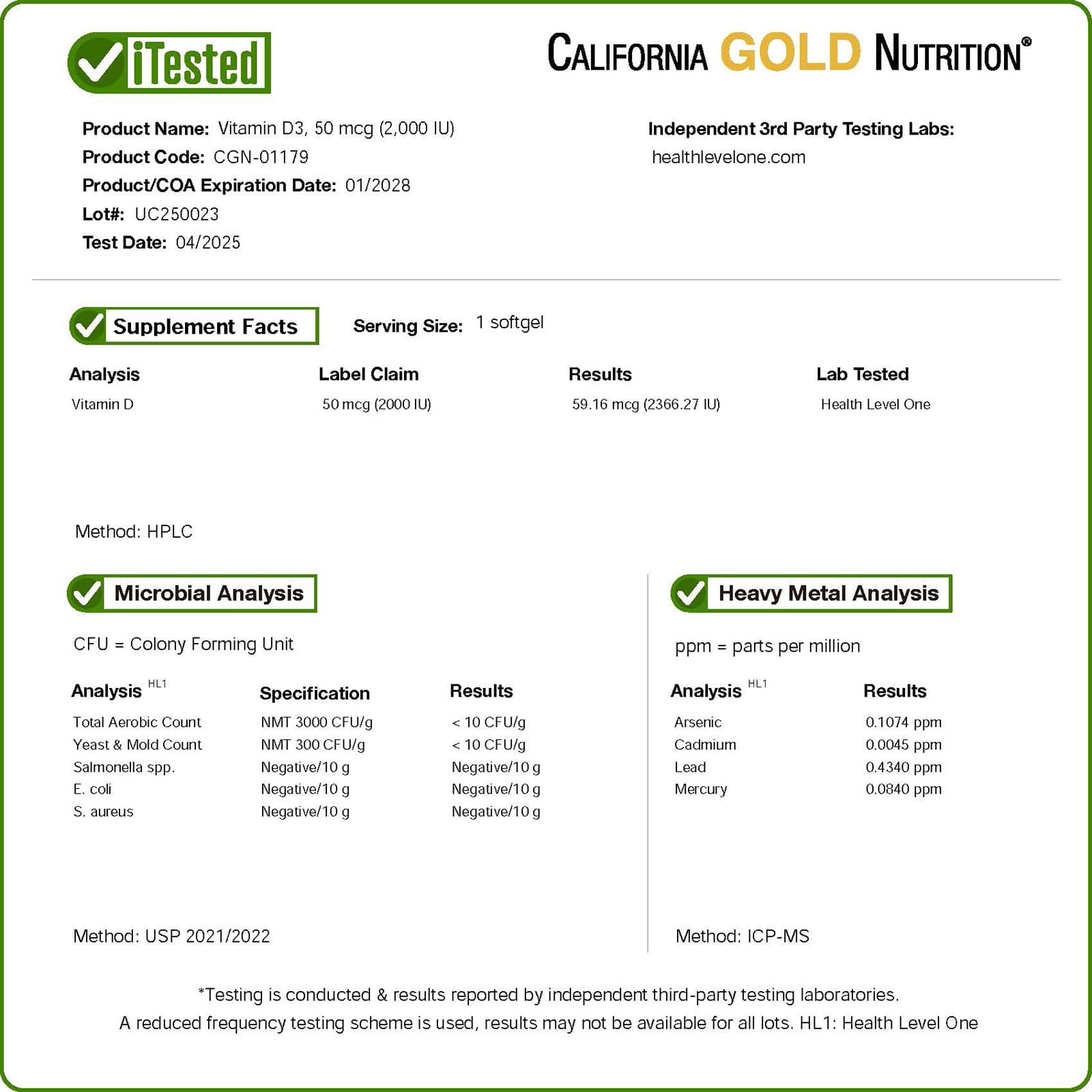 California Gold Nutrition, Vitamin D3, 50 mcg (2,000 IU), 90 Fish Gelatin Softgels - Image 8