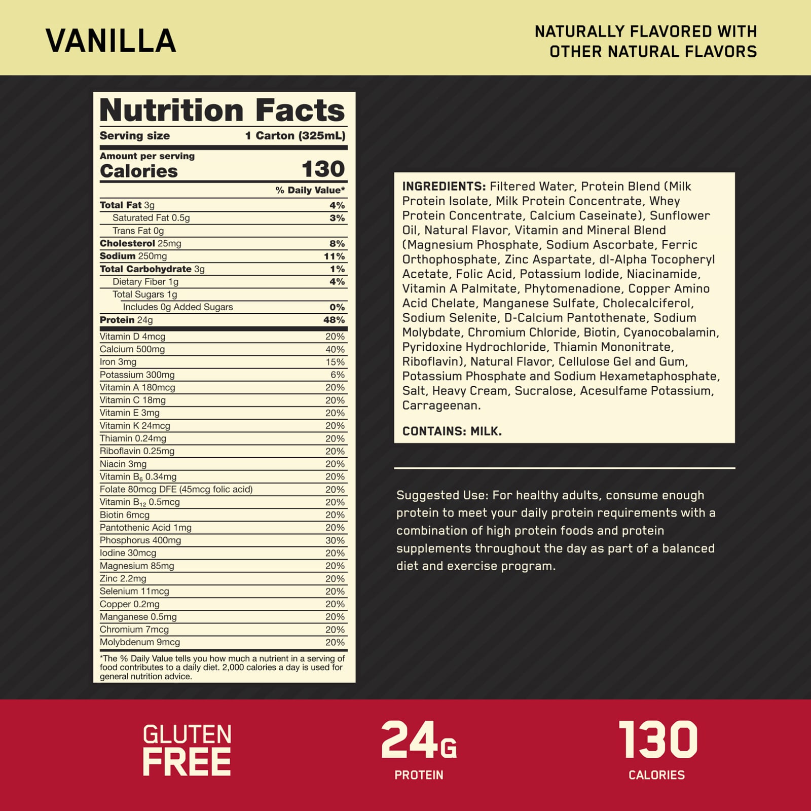 Optimum Nutrition, Gold Standard® Protein Shake, Vanilla, 4 Cartons, 11 fl oz (325 ml) Each - Image 4