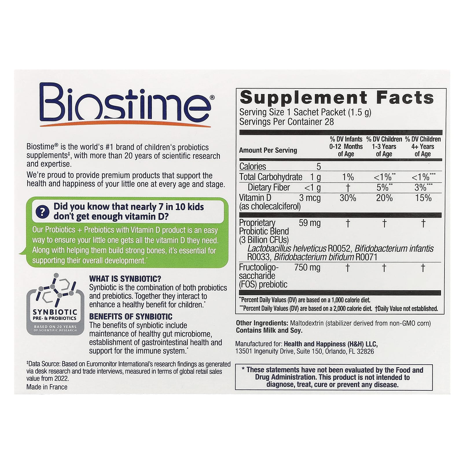 Biostime, Baby & Kids, Daily Probiotics + Prebiotics, Newborn to 6 Years, Flavorless, 28 Sachet Packets, 0.05 oz (1.5 g) Each - Image 2