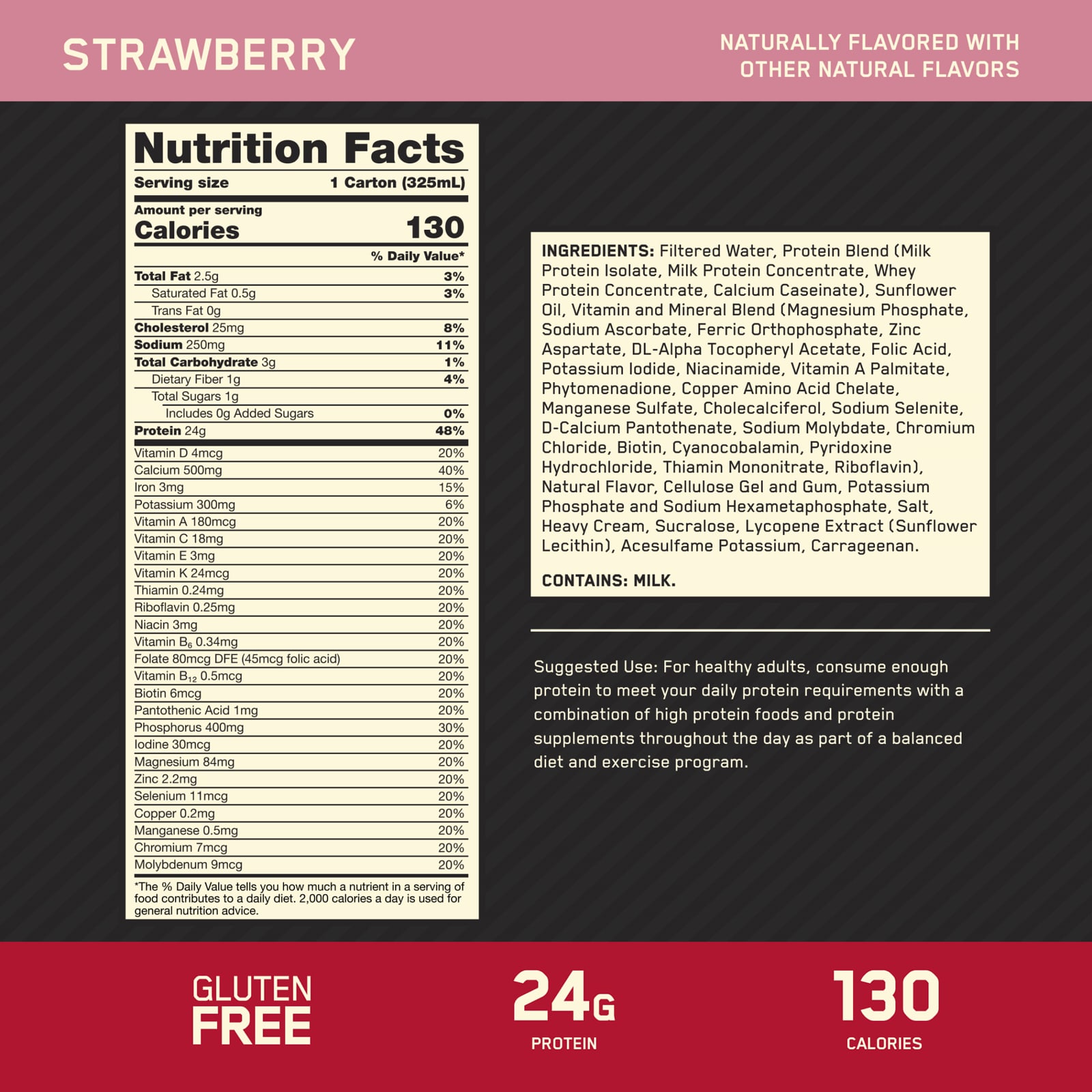 Optimum Nutrition, Gold Standard® Protein Shake, Strawberry, 4 Cartons, 11 fl oz (325 ml) Each - Image 4
