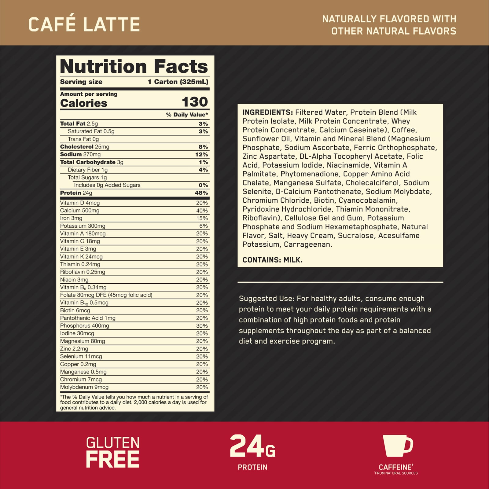 Optimum Nutrition, Gold Standard® Protein Shake, Cafe Latte, 4 Cartons, 11 fl oz (325 ml) Each - Image 4
