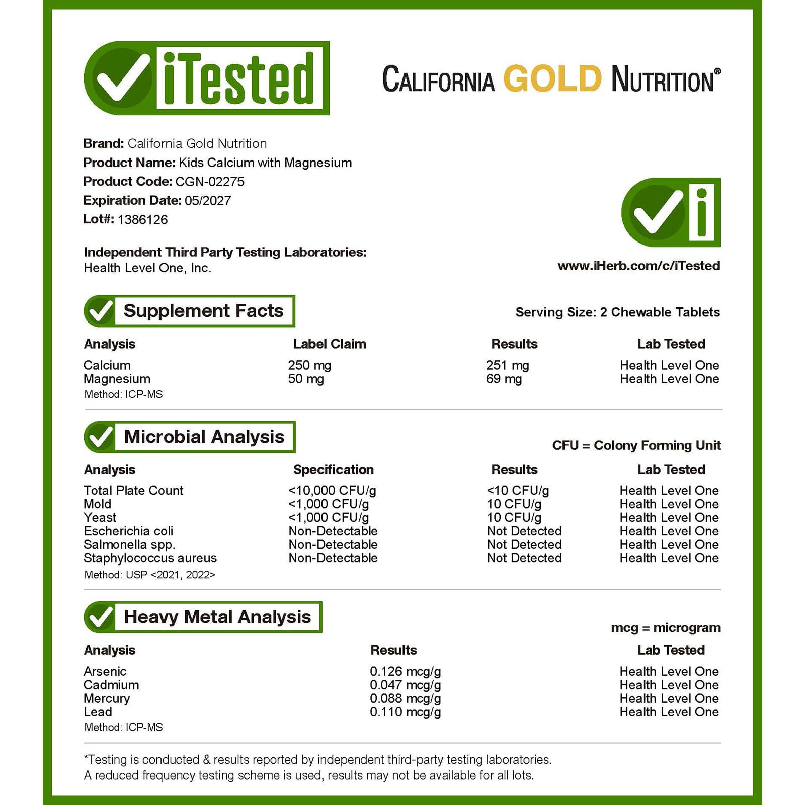 California Gold Nutrition, Chewable Calcium with Magnesium For Children, Birthday Cake, 90 Vegetarian Tablets - Image 5