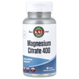 KAL, Magnesium Citrate 400, 60 Tablets (200 mg per Tablet)