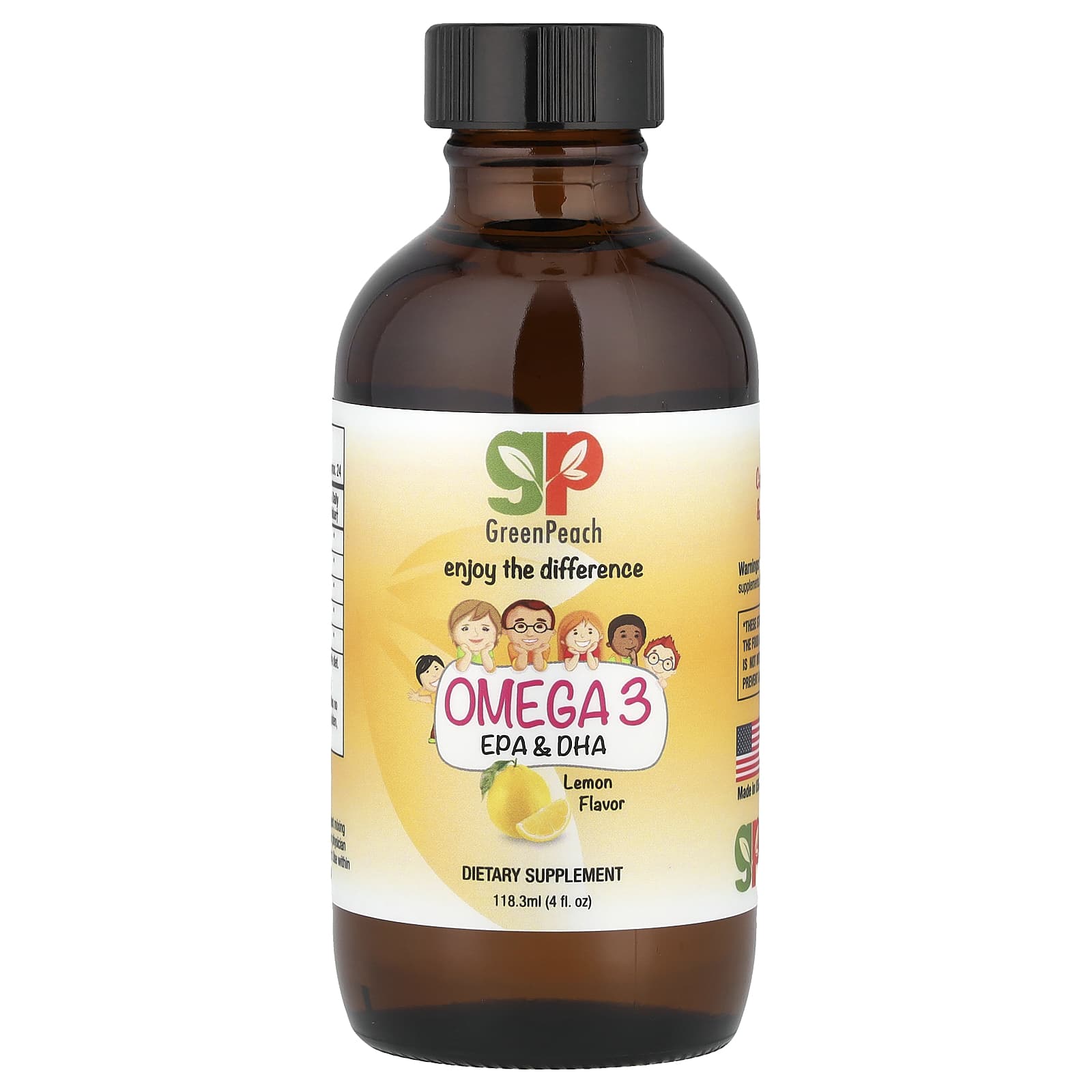 GreenPeach, Omega 3 EPA & DHA, Lemon, 4 fl.oz (118.3 ml) - Image 3