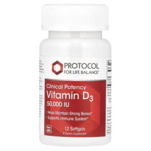 Protocol for Life Balance, Vitamin D3, Clinical Potency, 1,250 mcg (50,000 IU), 12 Softgels