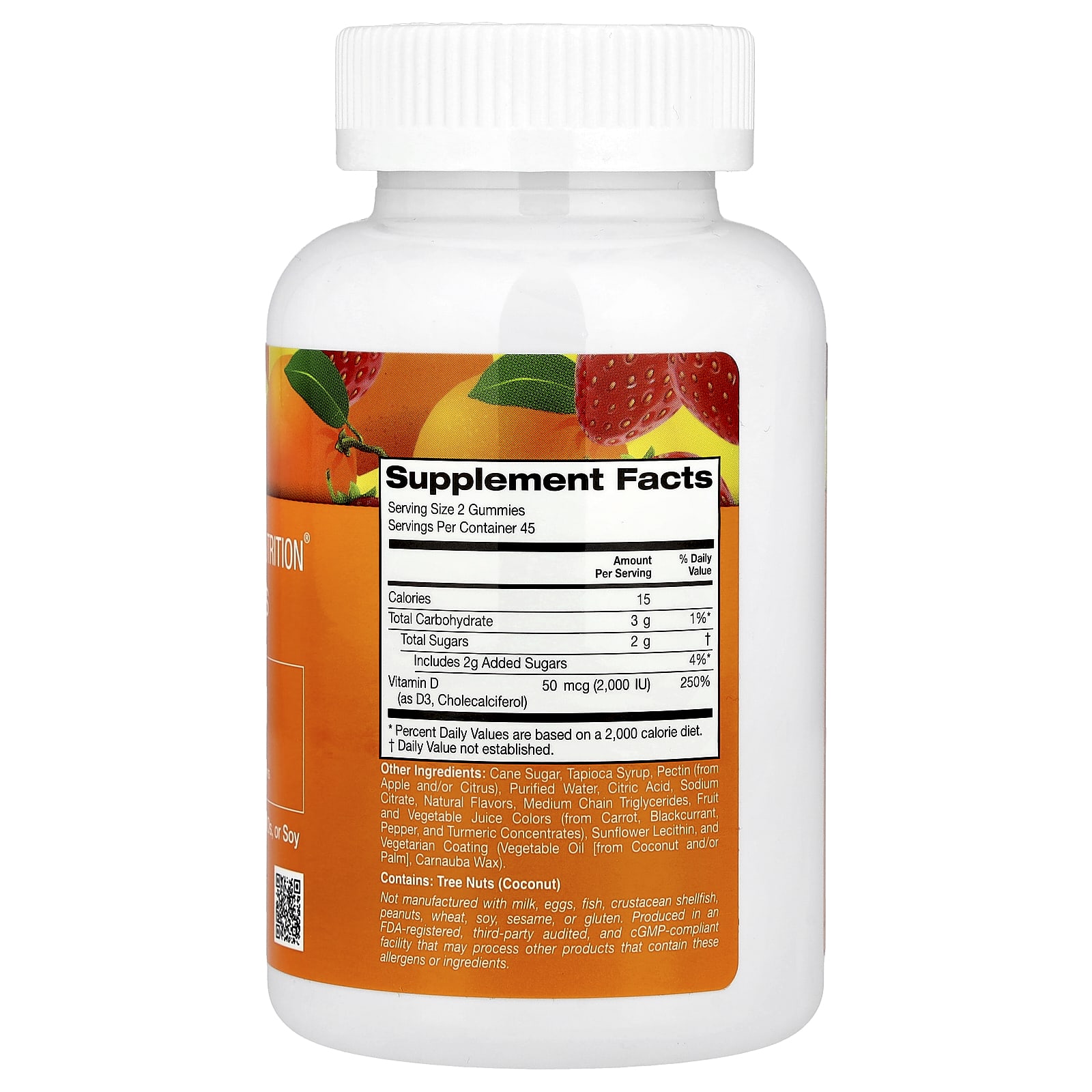 California Gold Nutrition, Vitamin D3 Gummies, Lemon, Orange, & Strawberry, 90 Gummies (25 mcg (1,000 IU per Gummy)) - Image 2