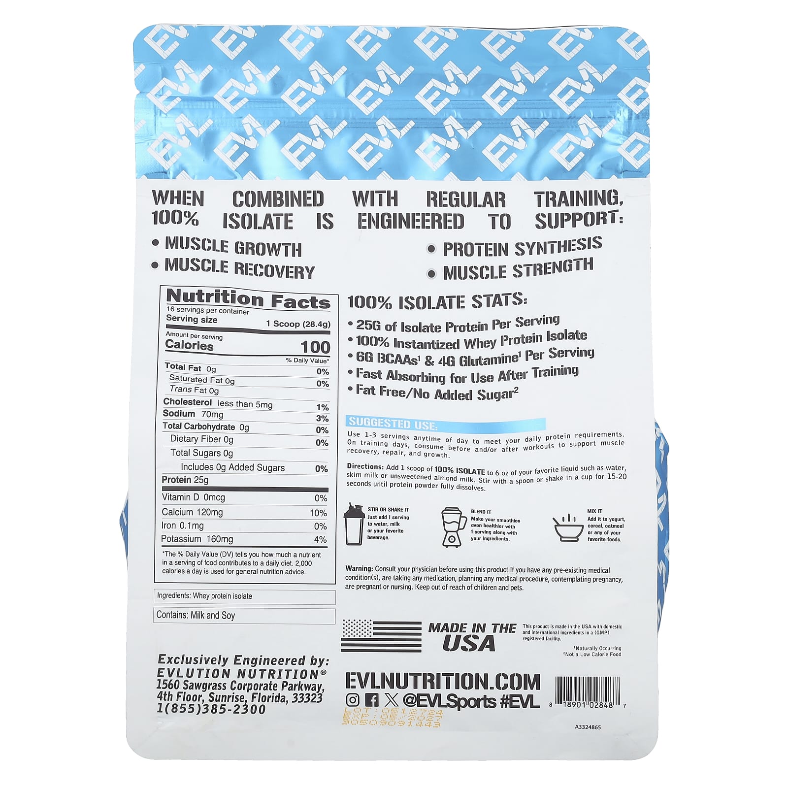 EVLution Nutrition, 100% Isolate Protein, Unflavored, 1 lb (454 g) - Image 2
