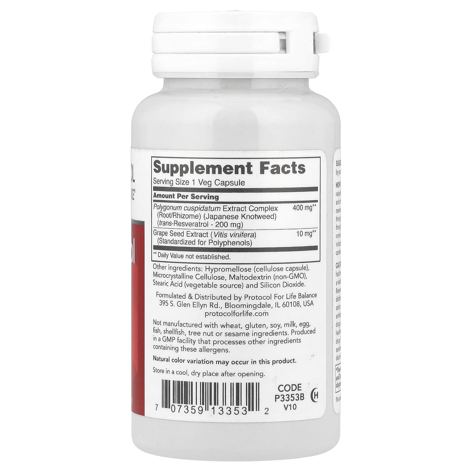 Protocol for Life Balance, Resveratrol, 60 Veg Capsules - Image 2