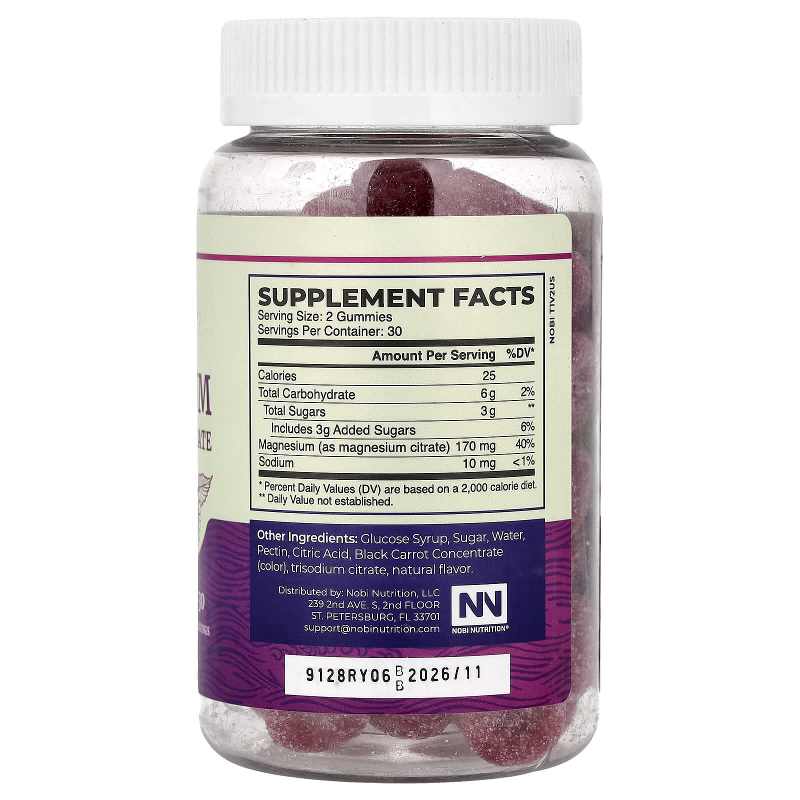 Nobi Nutrition, Magnesium Citrate Gummies, High Absorption, Raspberry, 60 Gummies (85 mg per Gummy) - Image 2