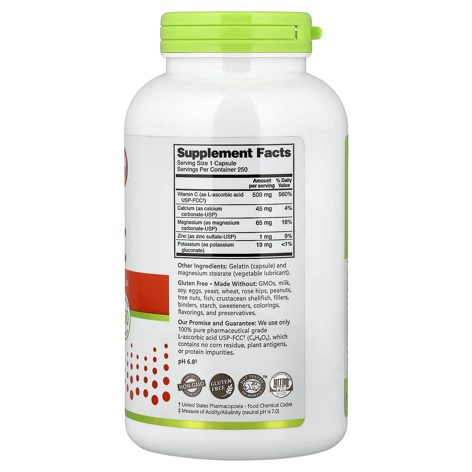 NutriBiotic, Immunity, Buffered Vitamin C With Calcium, Magnesium, Potassium & Zinc, 250 Gluten Free Capsules - Image 2