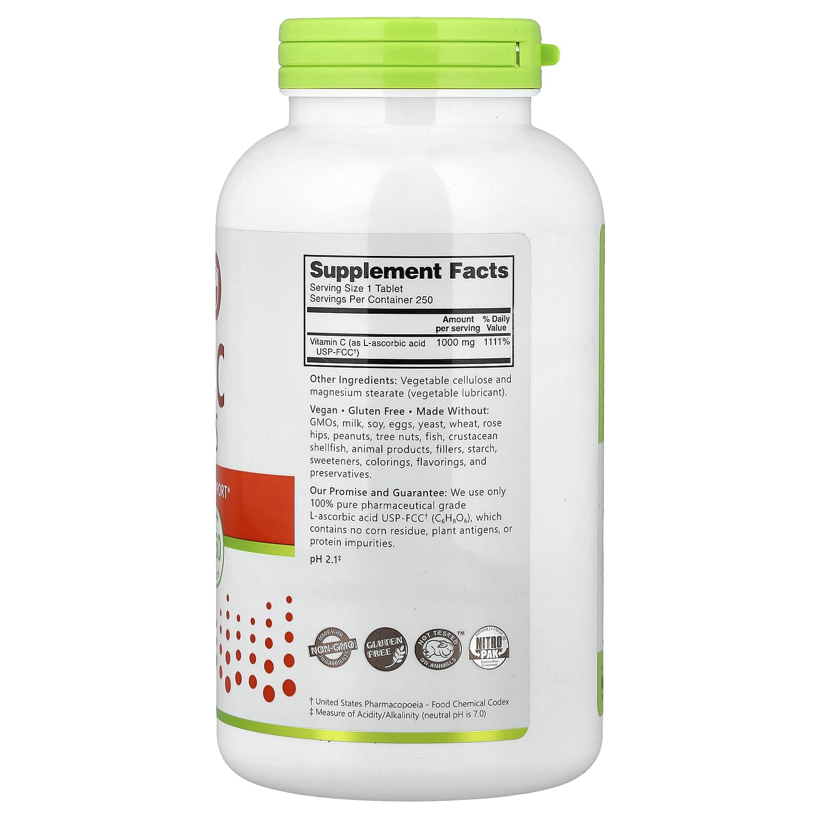 NutriBiotic, Immunity, Vitamin C, 1,000 mg, 250 Vegan Tablets - Image 2