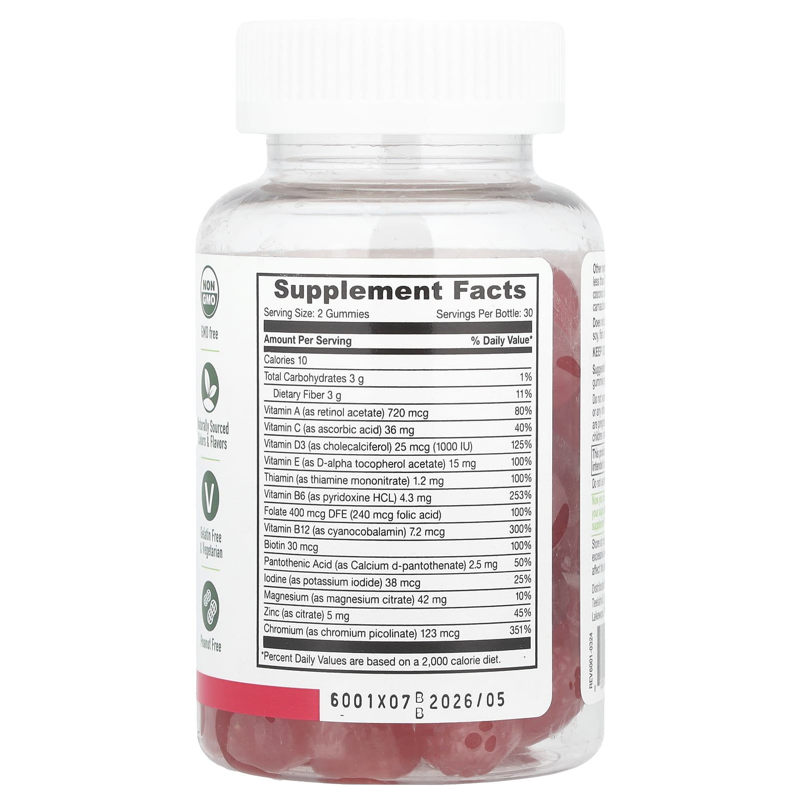 YumVs, Zero Diabetic Multivitamin Gummies, Raspberry, 60 Gummies - Image 2