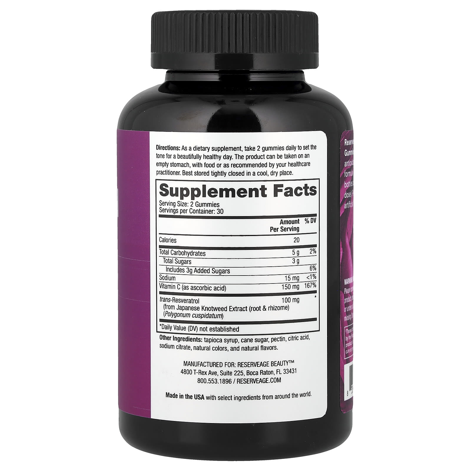 Reserveage Beauty, Resveratrol Gummies, Grape, 60 Gummies - Image 2