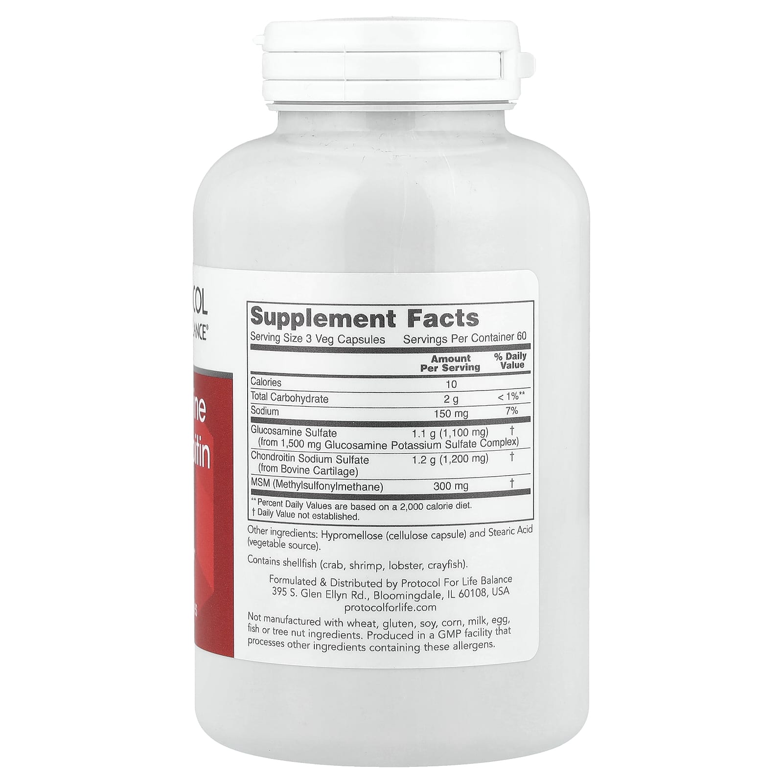 Protocol for Life Balance, Glucosamine & Chondroitin with MSM, 180 Veg Capsules - Image 2