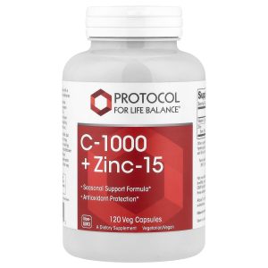Protocol for Life Balance, C-1000 + Zinc-15, 120 Veg Capsules