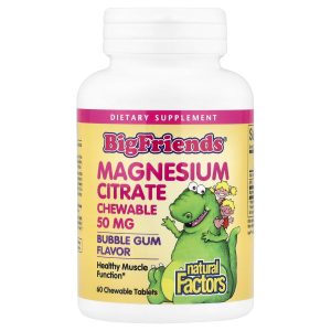 Natural Factors, Big Friends®, Magnesium Citrate, Bubble Gum, 50 mg, 60 Chewable Tablets