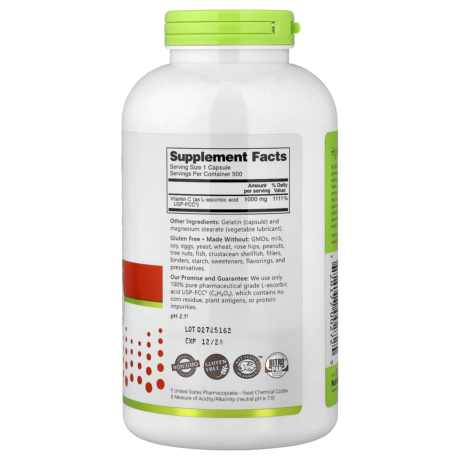 NutriBiotic, Immunity, Vitamin C, 1,000 mg, 500 Capsules - Image 2