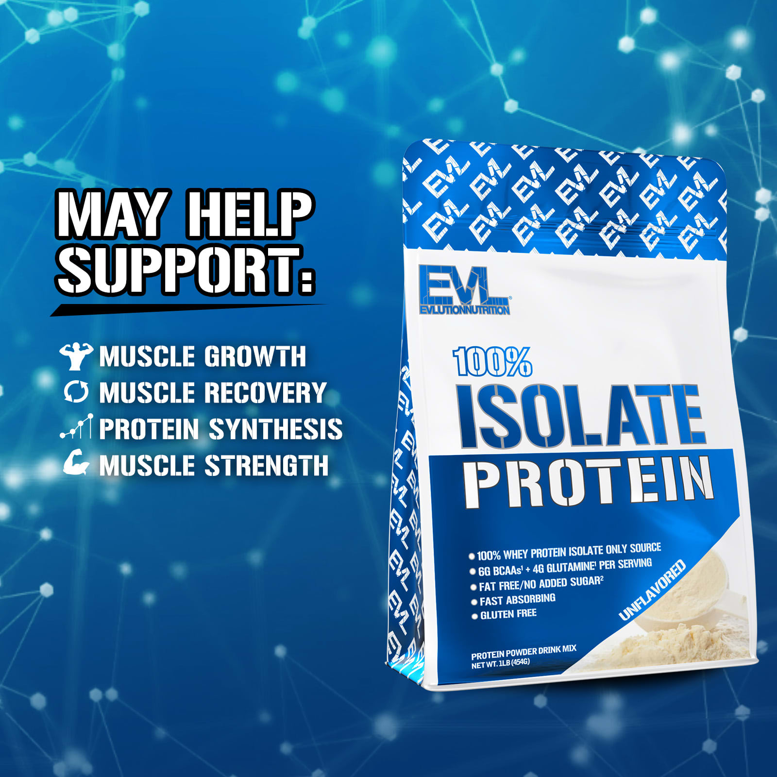 EVLution Nutrition, 100% Isolate Protein, Unflavored, 1 lb (454 g) - Image 3