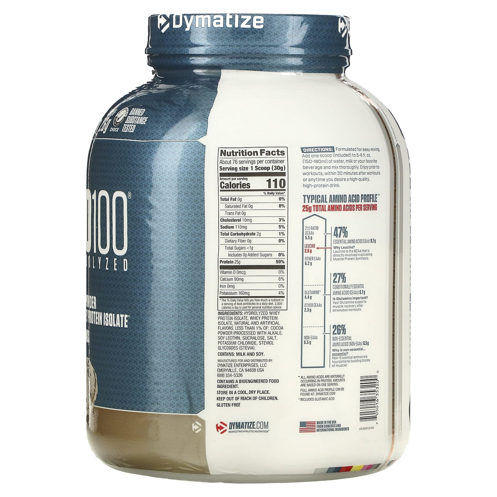 Dymatize, ISO100® Hydrolyzed, 100% Whey Protein Isolate, Cookies & Cream, 5 lb (2.3 kg) - Image 2