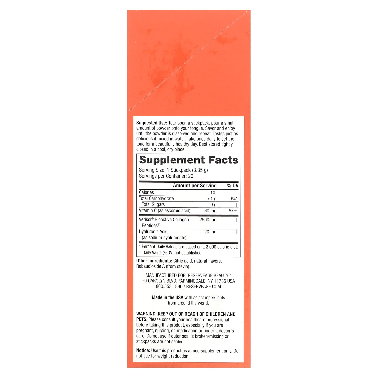 Reserveage Beauty, Collagen Candy, Sour Apple, 20 Stickpacks, 0.1 oz (3.35 g) Each - Image 2