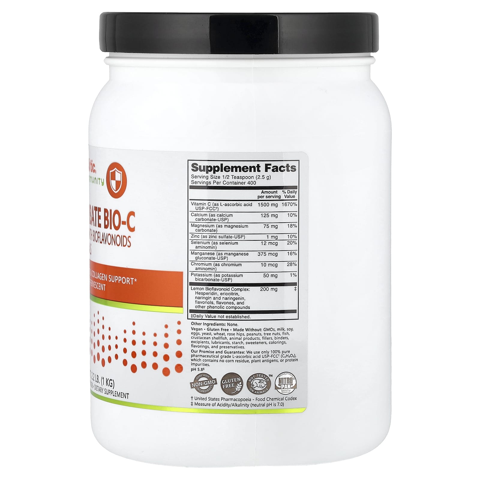 NutriBiotic, Immunity, Ascorbate Bio-C, Vitamin C with Bioflavonoids and Minerals, 2.2 lb (1 kg) - Image 2