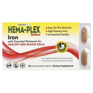 NaturesPlus, Hema-Plex®, Iron with Essential Nutrients for Healthy Red Blood Cells , 10 Slow Release Tablets