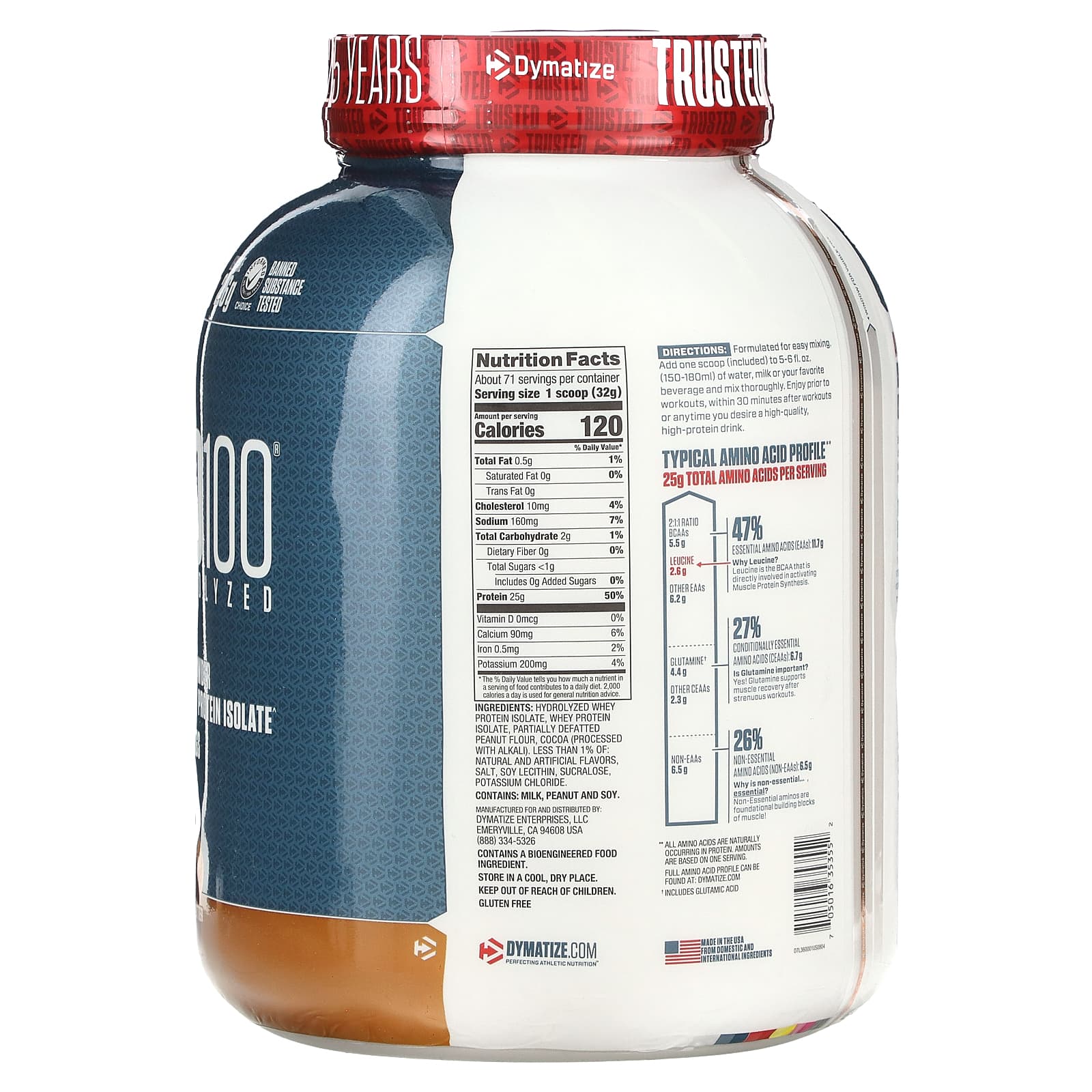 Dymatize, ISO100® Hydrolyzed, 100% Whey Protein Isolate, Chocolate Peanut Butter, 5 lb (2.3 kg) - Image 2