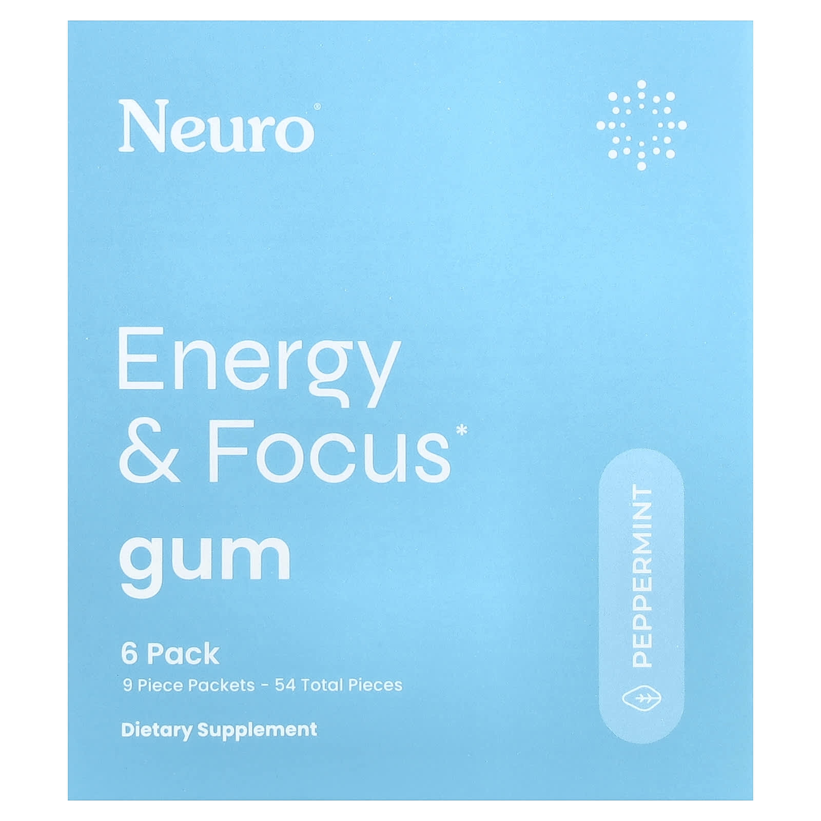 NeuroGum, Energy & Focus Gum, Peppermint, 6 Packs, 9 Pieces Each - Image 2