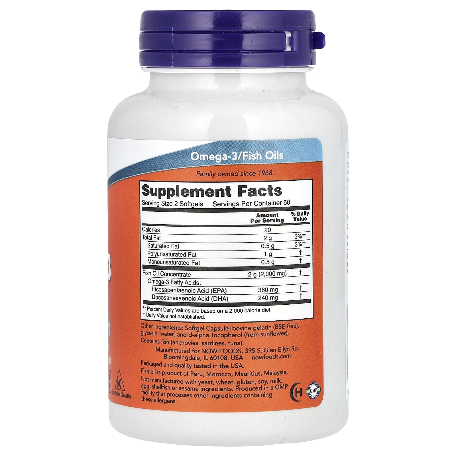NOW Foods, Omega-3 Fish Oil, 1,000 mg, 180 EPA - 120 DHA, 100 Softgels - Image 2