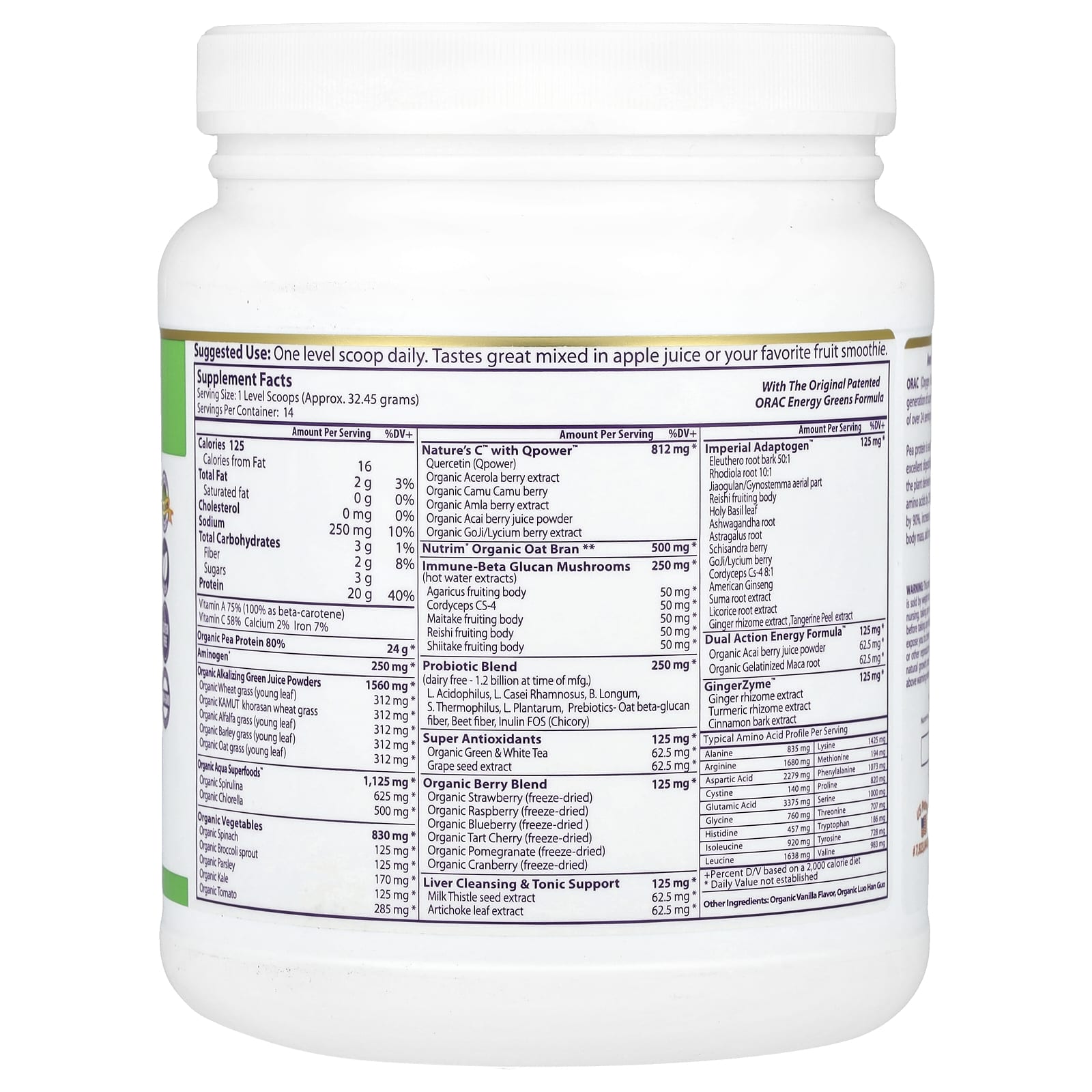 Paradise Herbs, Protein & Greens, Vanilla, 16 oz (454 g) - Image 2